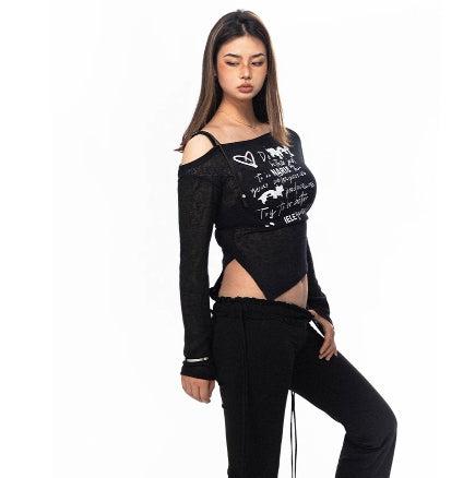 Printed Off-shoulder T-shirt