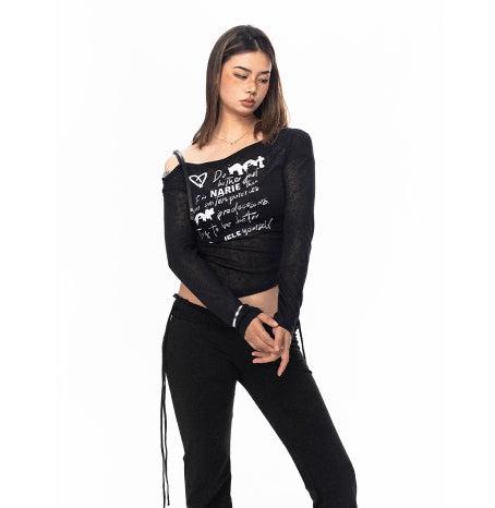 Printed Off-shoulder T-shirt
