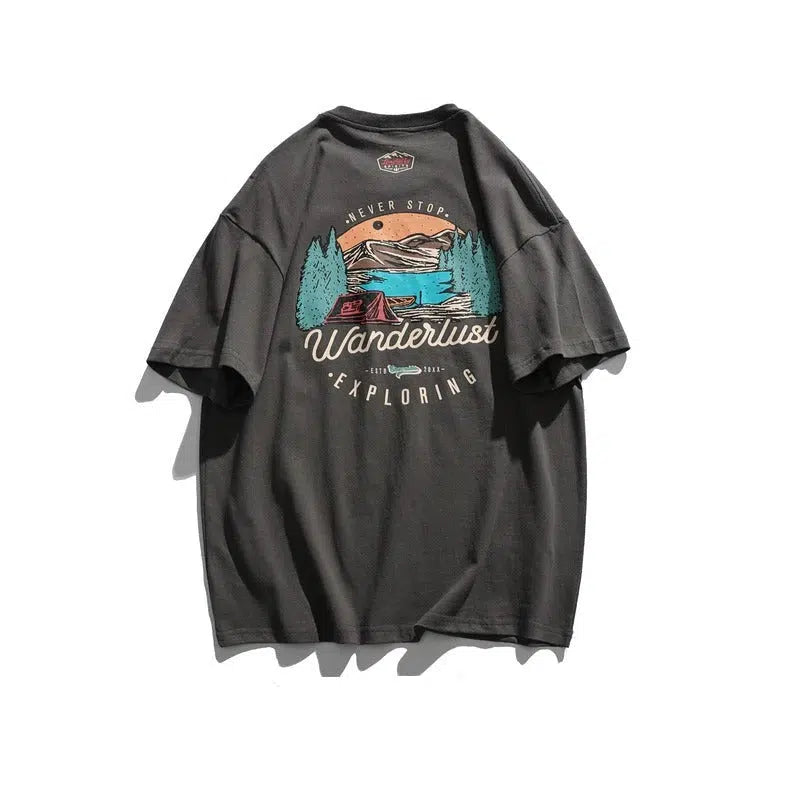 Printed Round Neck Short-sleeved T-shirt