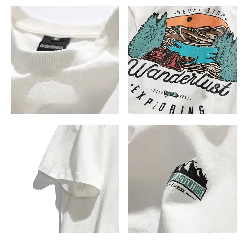 Printed Round Neck Short-sleeved T-shirt