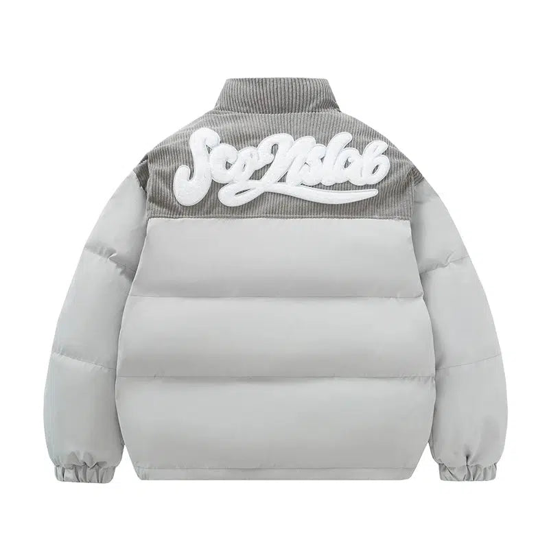 Puffer Jacket with Corduroy Accent