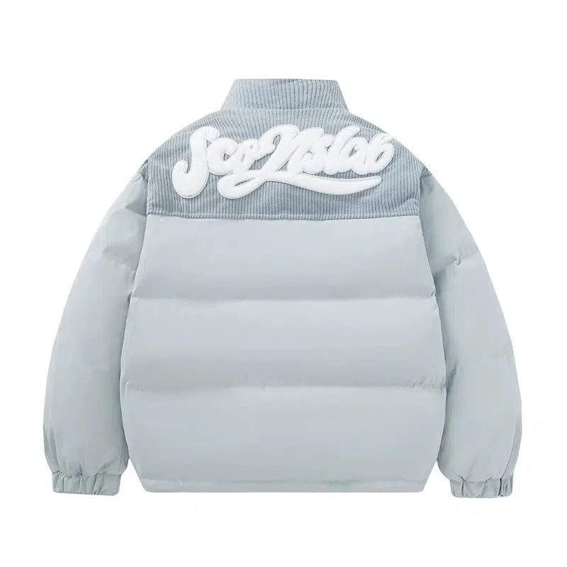 Puffer Jacket with Corduroy Accent