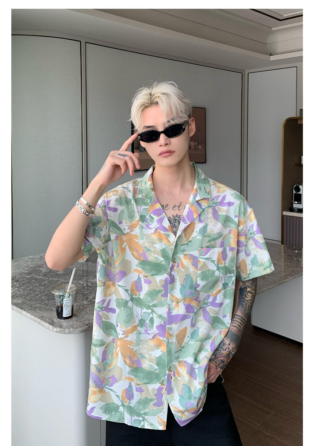 Purple Cuban Collar Beach Shirt