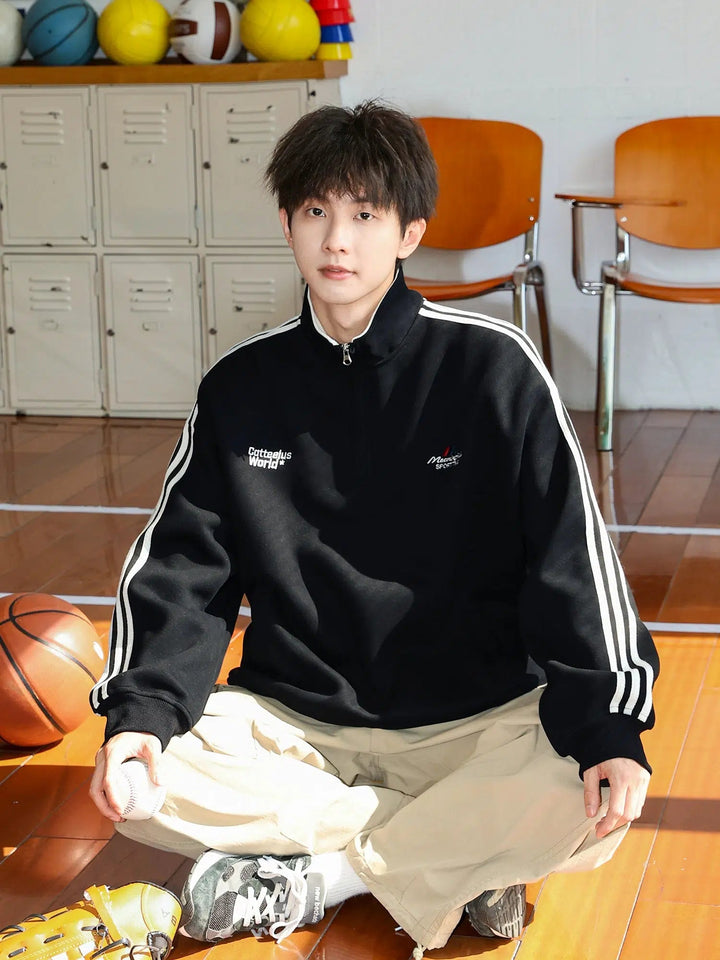 Quarter-Zip Stripe Sweatshirt