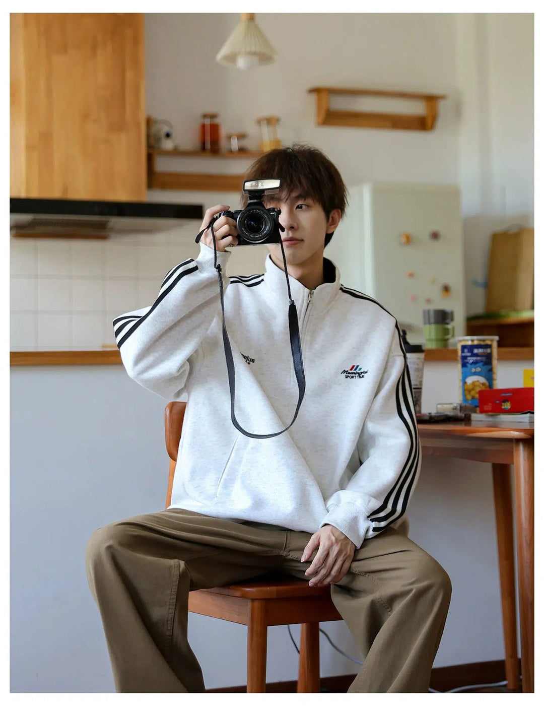 Quarter-Zip Stripe Sweatshirt