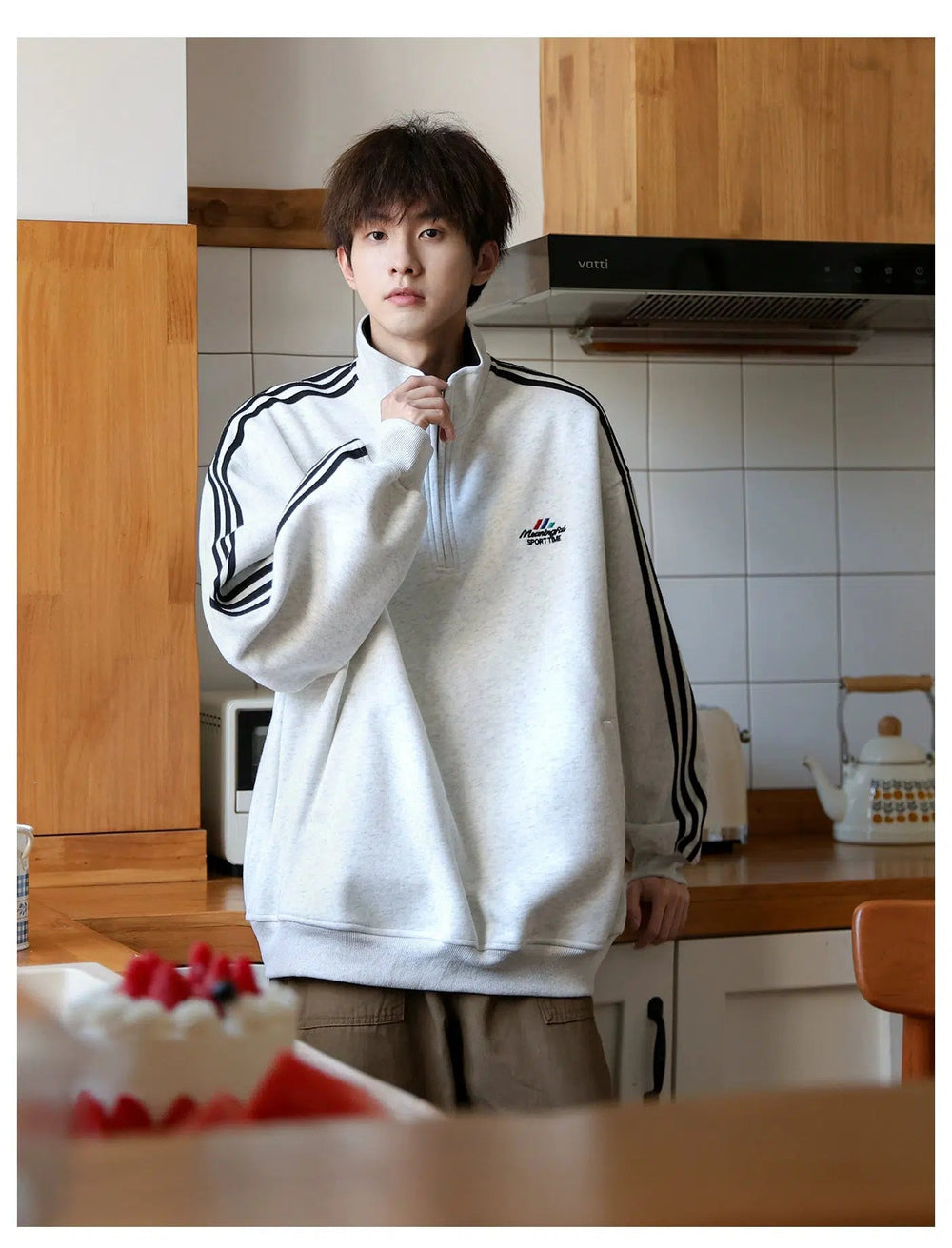 Quarter-Zip Stripe Sweatshirt