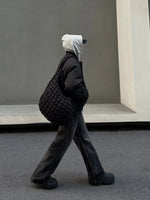 Quilted Black Bomber Jacket