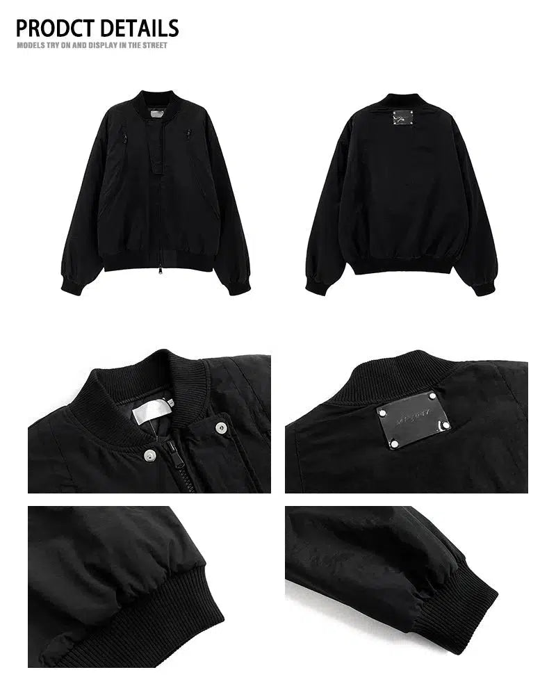 Quilted Black Bomber Jacket