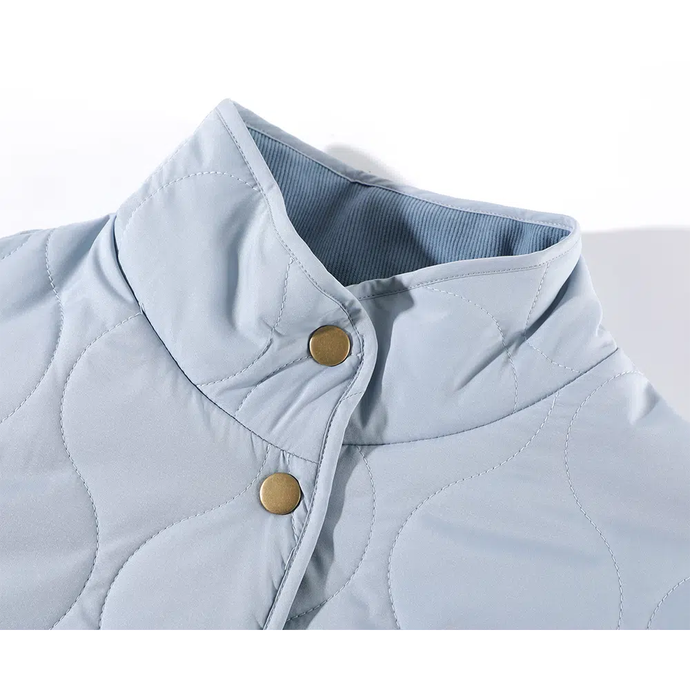 Stand Collar Quilted Button-Up Coat