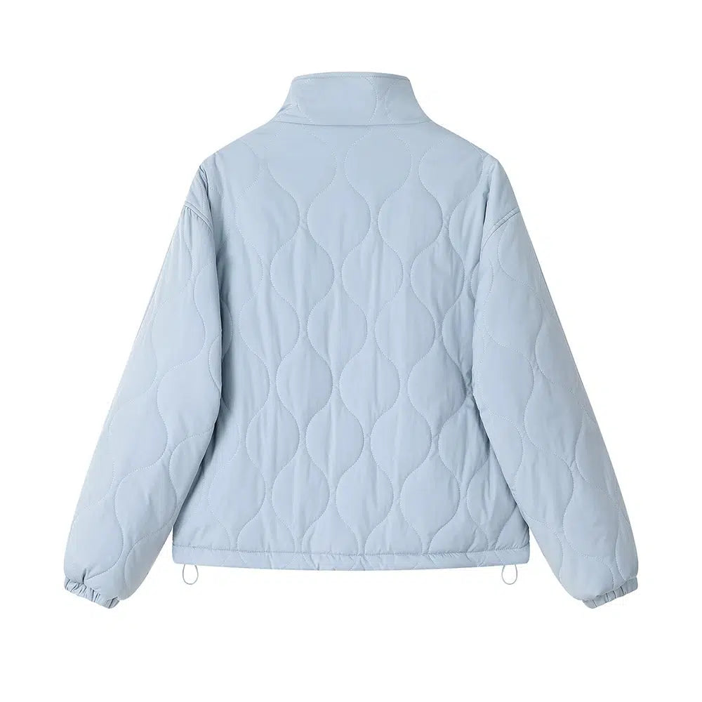 Stand Collar Quilted Button-Up Coat