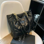 Quilted Chain Handles Leather Tote Bag