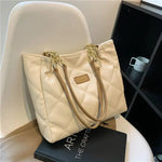 Quilted Chain Handles Leather Tote Bag