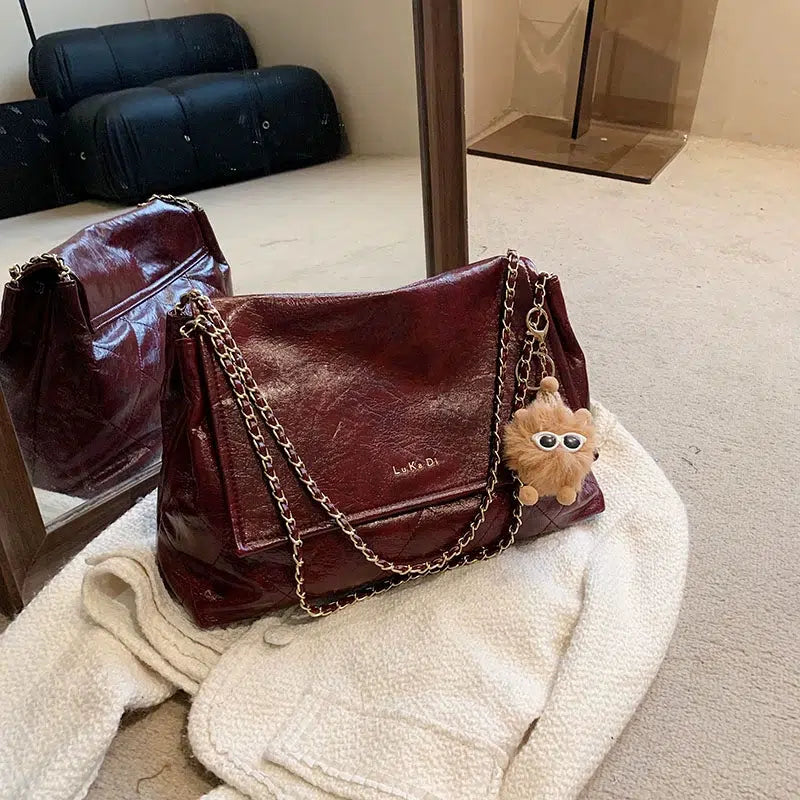 Quilted Chain Strap Leather Shoulder Bag