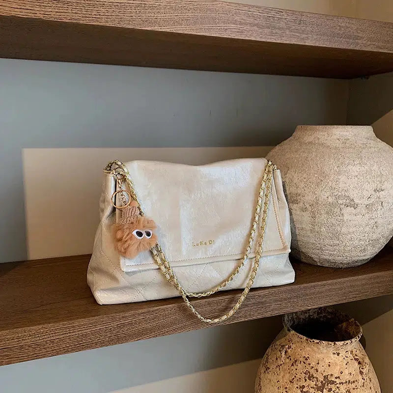 Quilted Chain Strap Leather Shoulder Bag