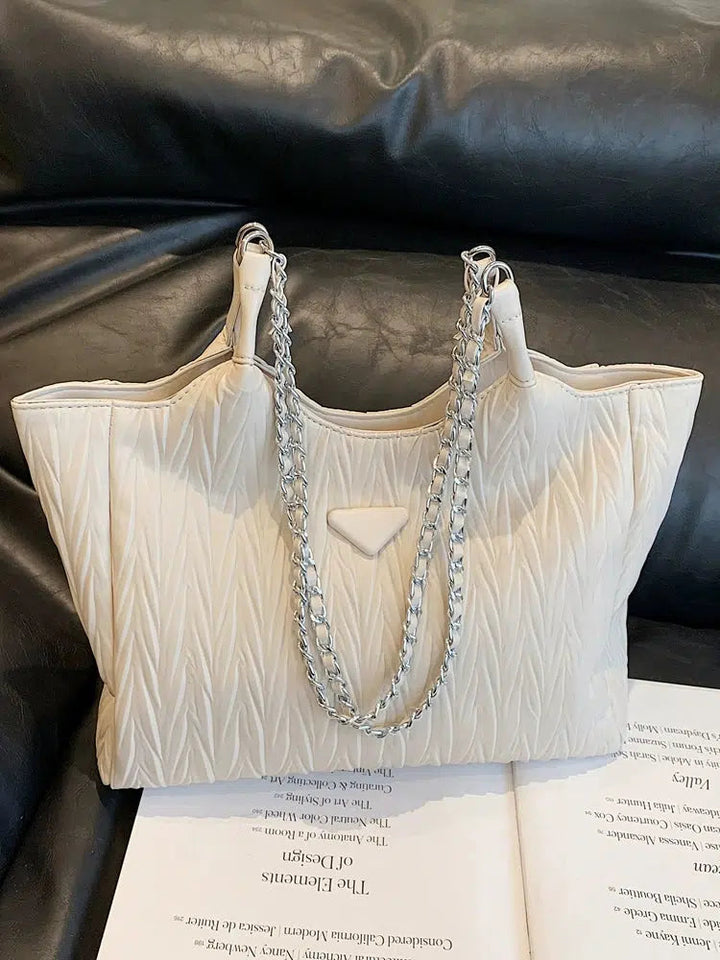 Quilted Chain Straps Tote Bag
