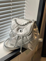 Quilted Leather Chain Strap Backpack