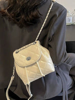Quilted Leather Chain Strap Backpack