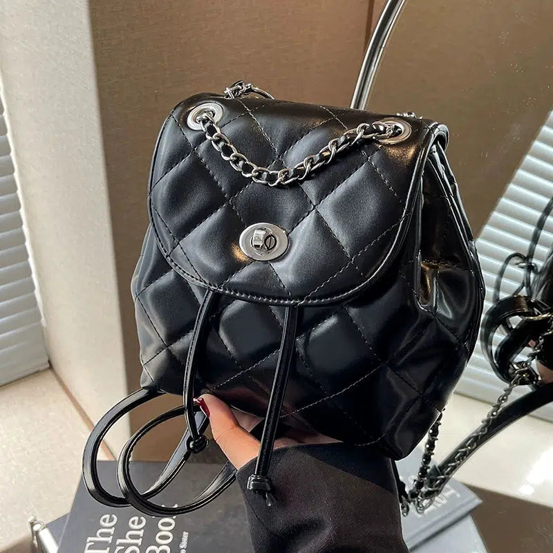Quilted Leather Chain Strap Backpack