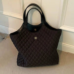 Quilted Leather Handles Tote Handbag
