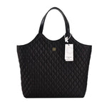 Quilted Leather Handles Tote Handbag