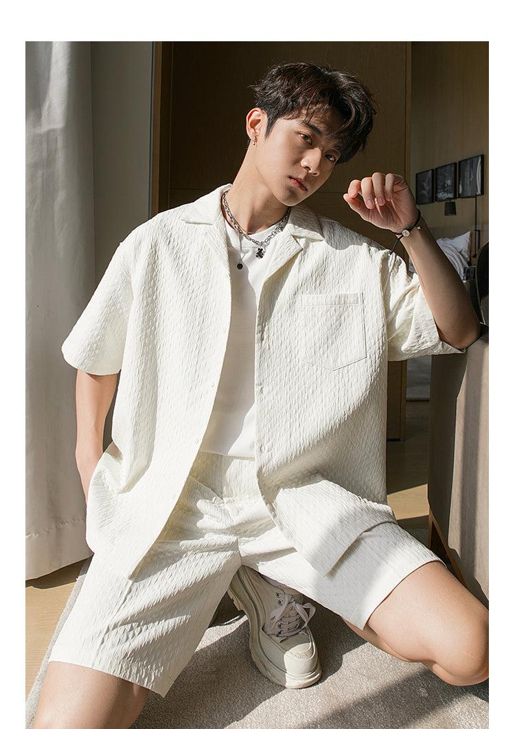 Quilted Textured Short Sleeve Blazer & Shorts
