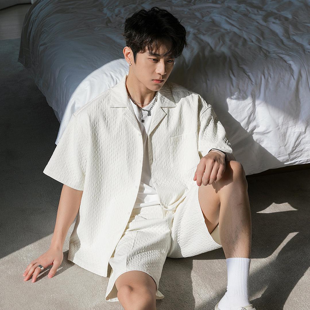 Quilted Textured Short Sleeve Blazer & Shorts