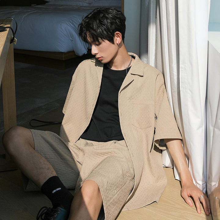 Quilted Textured Short Sleeve Blazer & Shorts