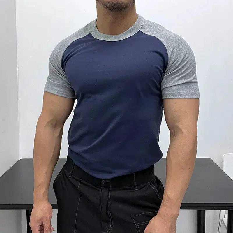Raglan Contrast Color Round Neck T-shirt