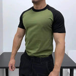 Raglan Contrast Color Round Neck T-shirt
