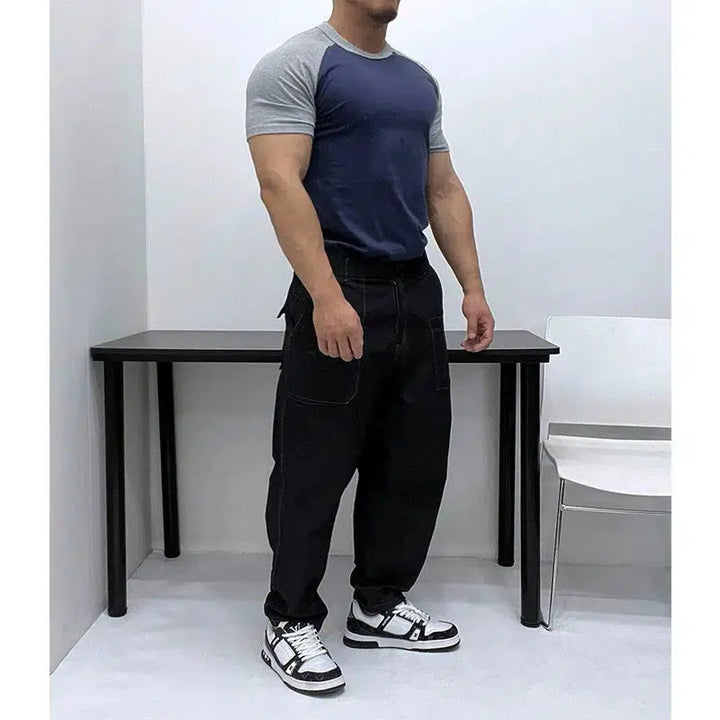 Raglan Contrast Color Round Neck T-shirt