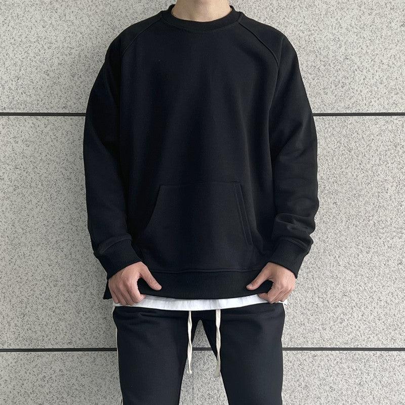 Raglan Shoulder Slit Round Neck Sweater