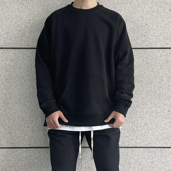 Raglan Shoulder Slit Round Neck Sweater