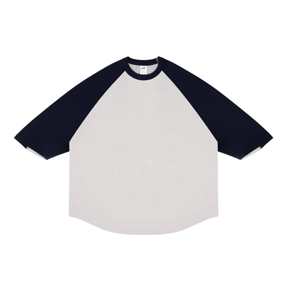 Raglan Sleeve Round Neck Contrast T-shirt