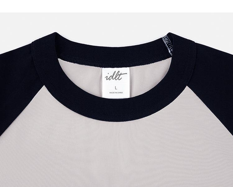 Raglan Sleeve Round Neck Contrast T-shirt