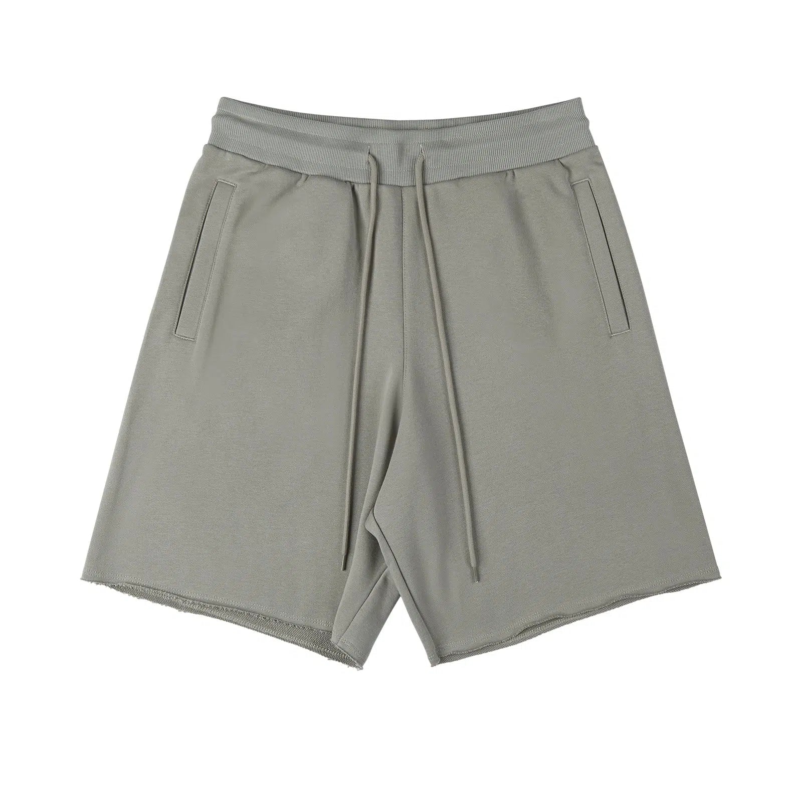 Raw Edge Drawstring Mid-length Shorts