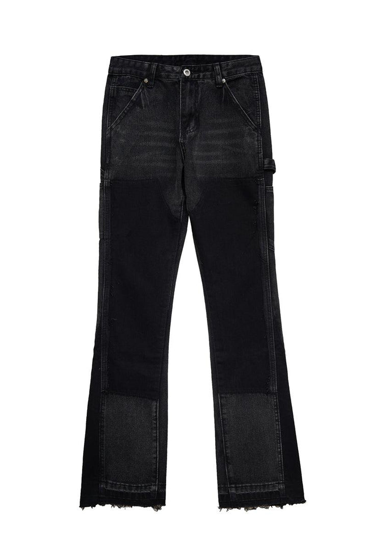Raw Edge Flared Washed Jeans