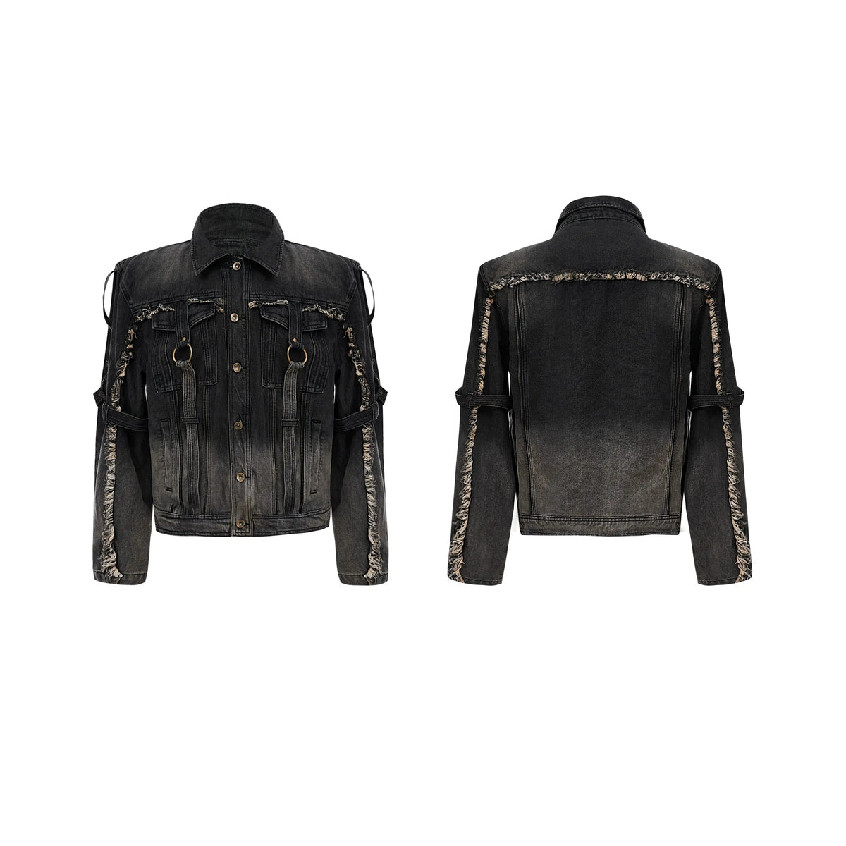 Raw Edge Gradient Washed Denim Jacket