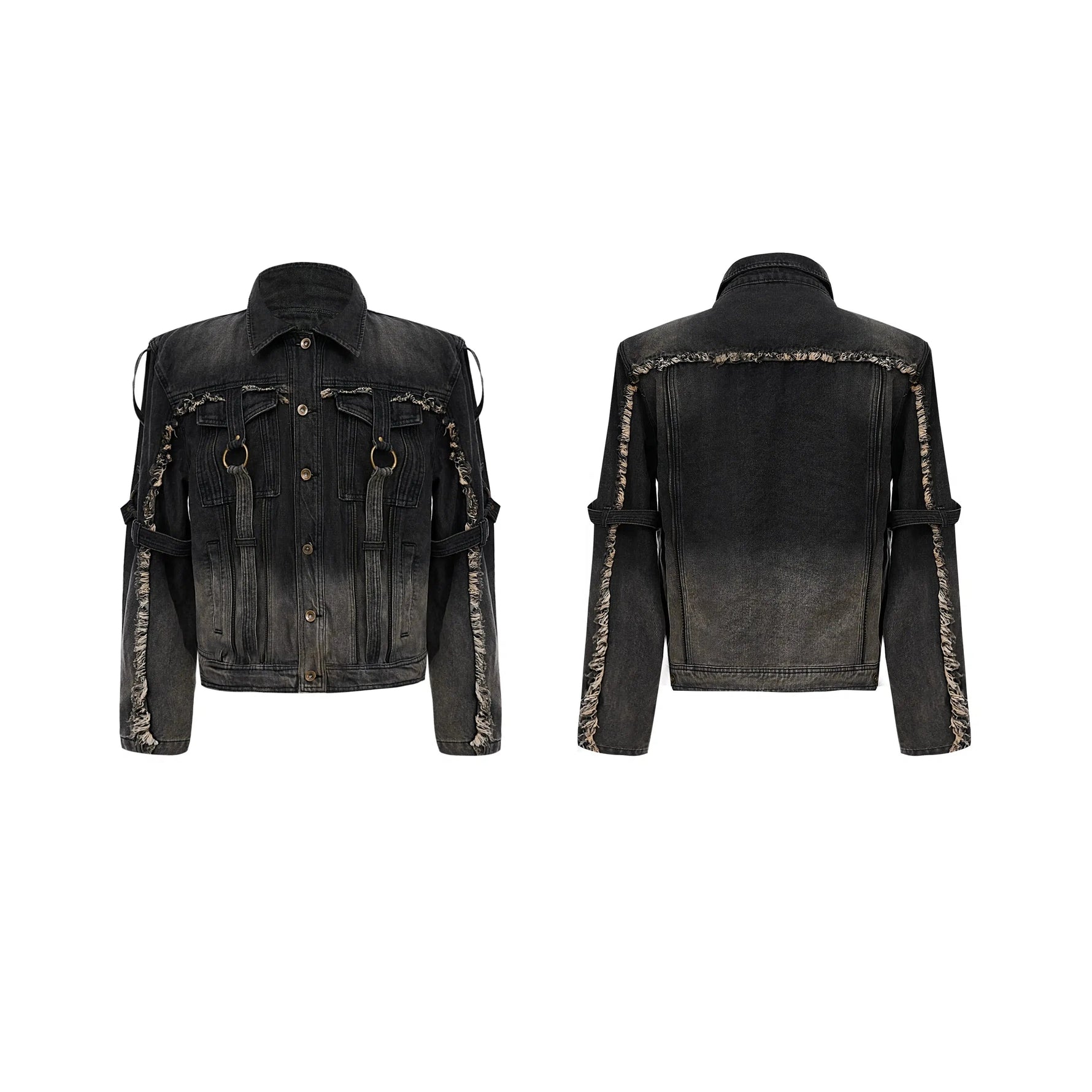 Raw Edge Gradient Washed Denim Jacket