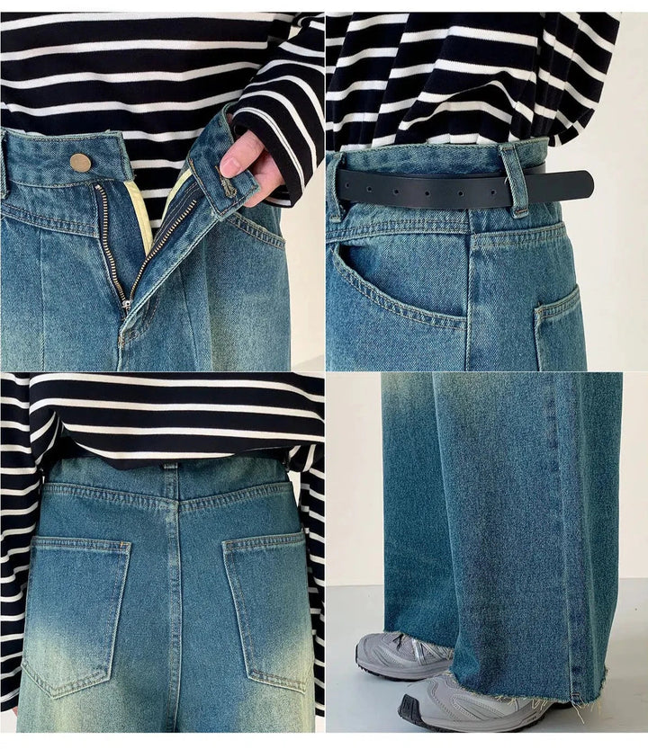 Raw Edge Wide-leg Jeans