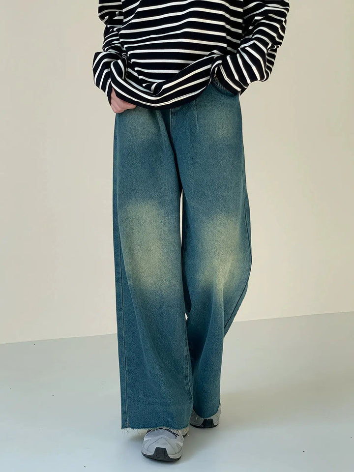 Raw Edge Wide-leg Jeans