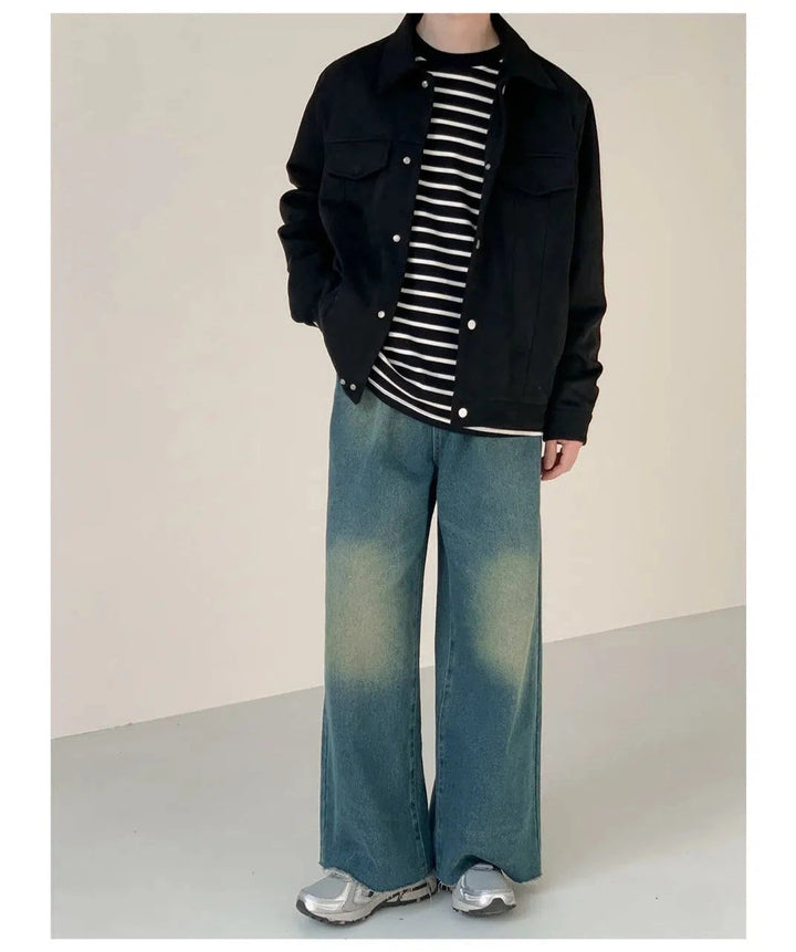 Raw Edge Wide-leg Jeans