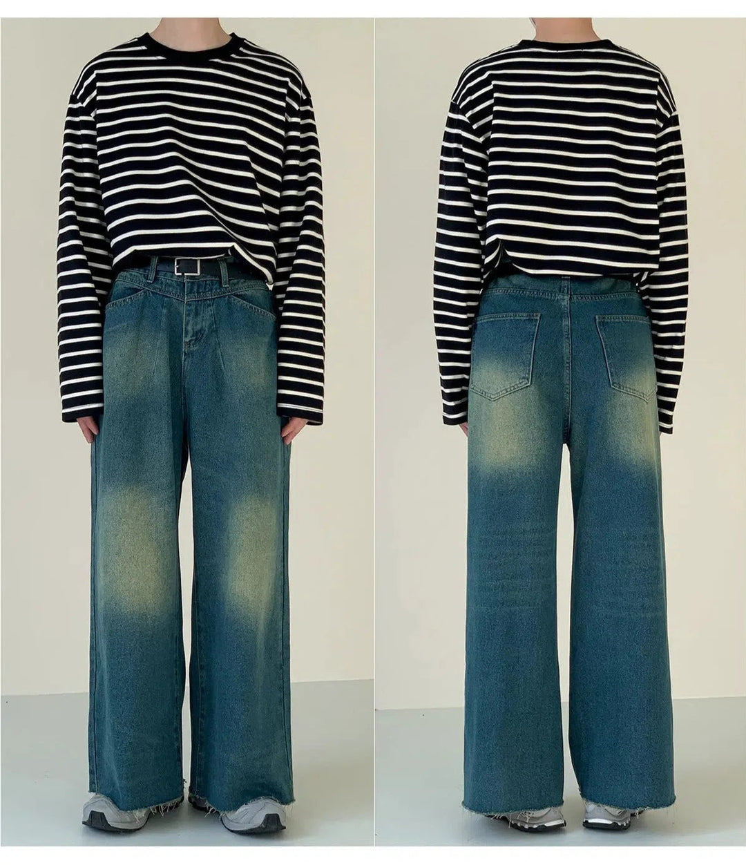 Raw Edge Wide-leg Jeans