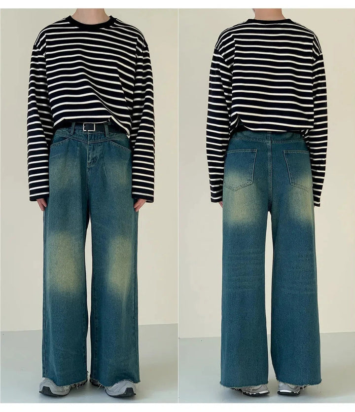 Raw Edge Wide-leg Jeans
