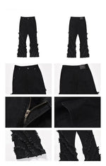 Raw Edges with Tassels Straight-leg Jeans
