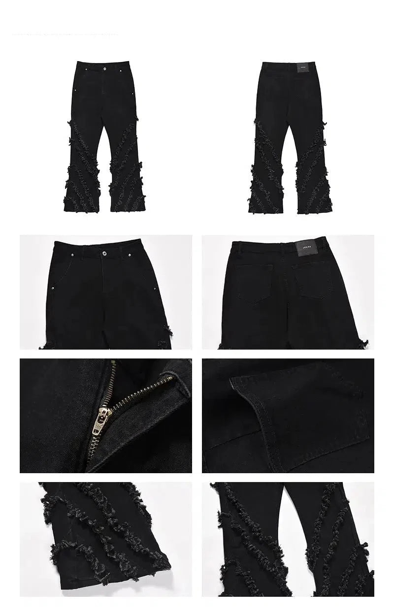 Raw Edges with Tassels Straight-leg Jeans