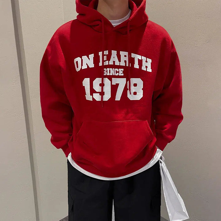 Red Printed Hooded Sweatshirt