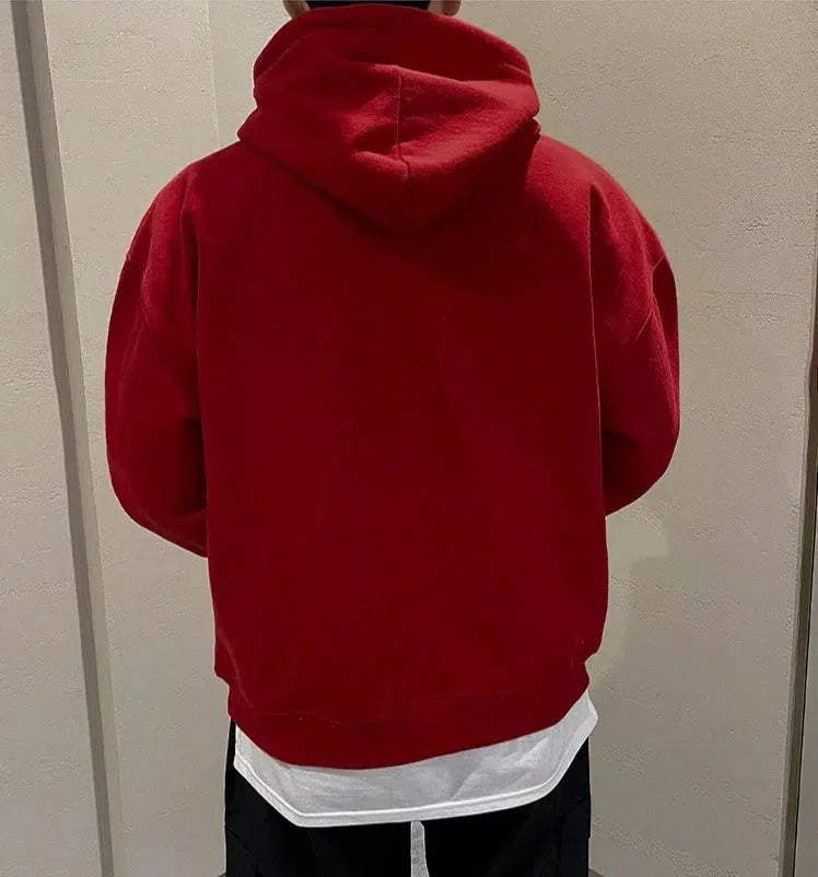 Red Printed Hooded Sweatshirt