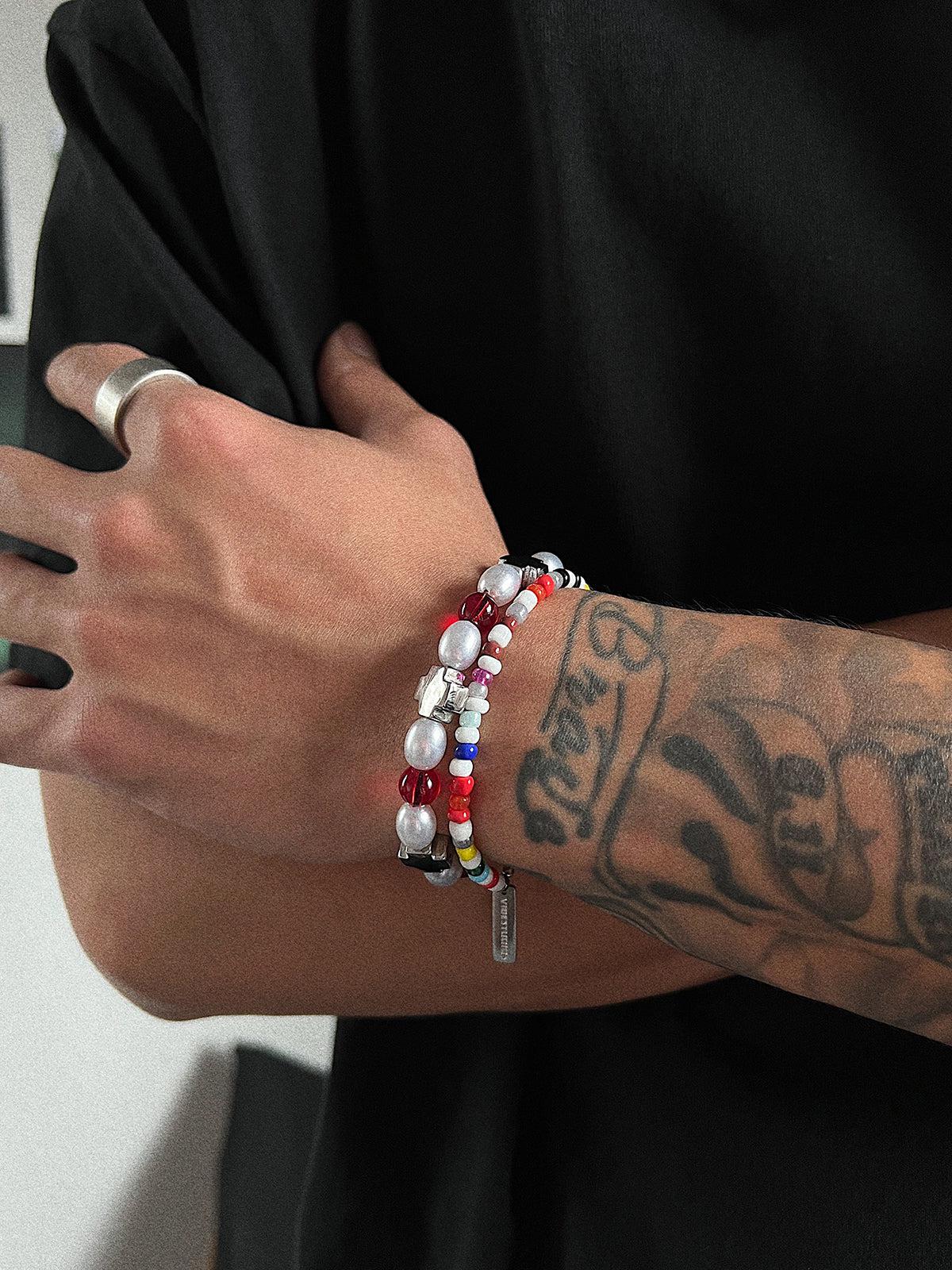 Red and Blue Color Beaded Bracelet