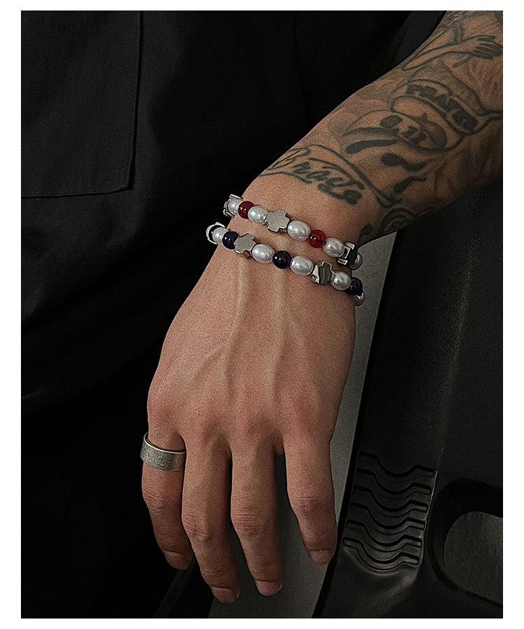 Red and Blue Color Beaded Bracelet