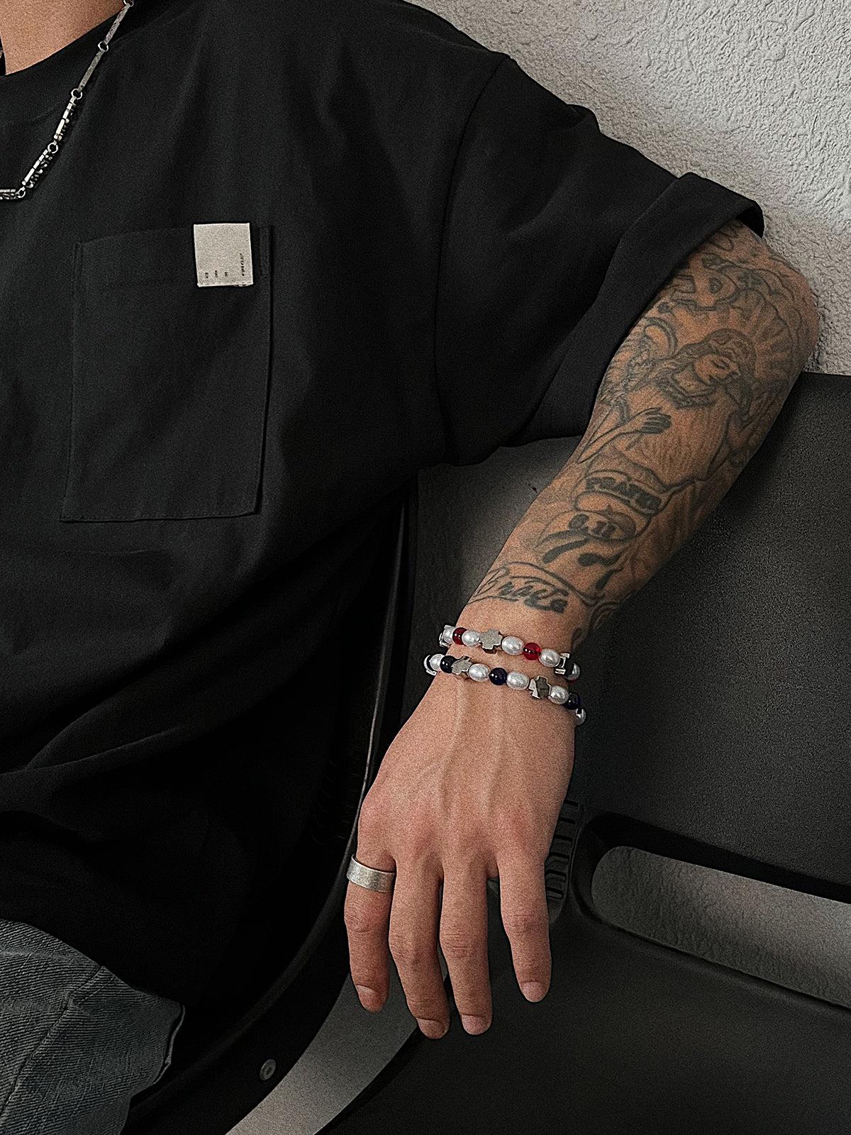 Red and Blue Color Beaded Bracelet